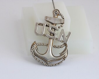 Sterling Silver US Navy Anchor WWII Pin Brooch // Vintage Jewelry // luluglitterbug