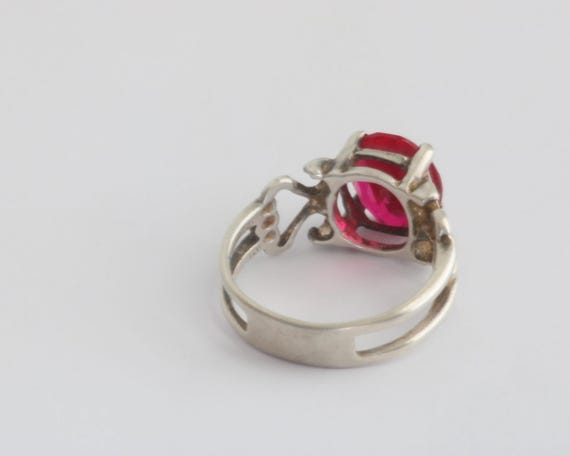 Vintage Sterling Silver Ruby Gemstone Ring Size 5… - image 6