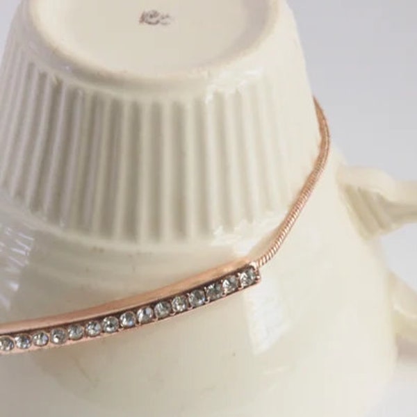Rose Gold Rhinestone Slide Bracelet  // Vintage Jewelry // luluglitterbug