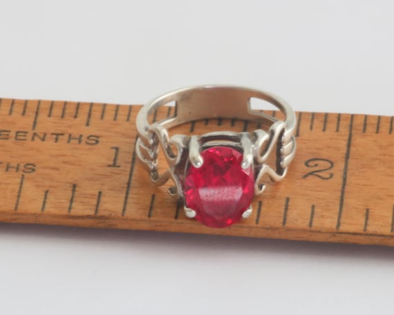 Vintage Sterling Silver Ruby Gemstone Ring Size 5… - image 11