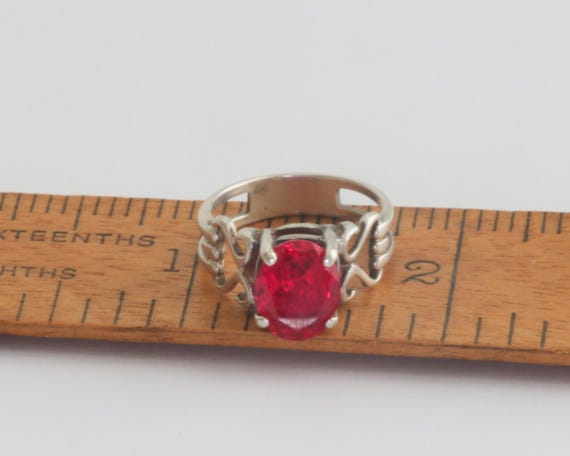 Vintage Sterling Silver Ruby Gemstone Ring Size 5… - image 12