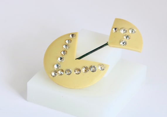 Art Deco Celluloid and Rhinestone Double Hat Pin  // Vintage Jewelry // luluglitterbug