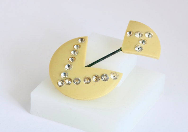 Art Deco Celluloid and Rhinestone Double Hat Pin // Vintage Jewelry // luluglitterbug image 1