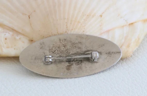 Beau Etched Sterling Silver Oval Brooch Pin // Vi… - image 4