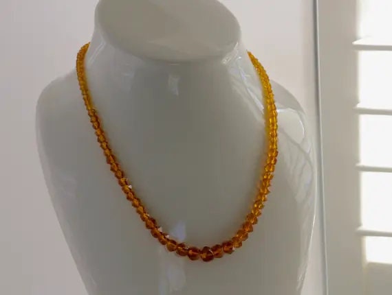 Art Deco Golden Glass Beaded Necklace // Vintage … - image 2