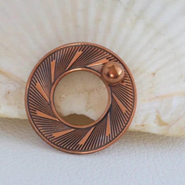Copper Circle Brooch Pin  //  Vintage Jewelry // lululglitterbug
