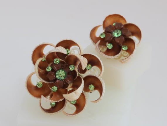 Handmade Seashell Seashell Rhinestone Brooch Twin… - image 8