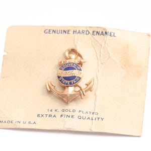 Vintage 1939 State Fair Souvenir Pin - Anchor with Enamel Emblem - Original Packaging // luluglitterbug