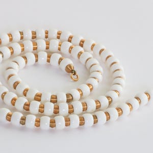 Vintage Trifari White Plastic & Brass Beaded Statement Necklace // luluglitterbug