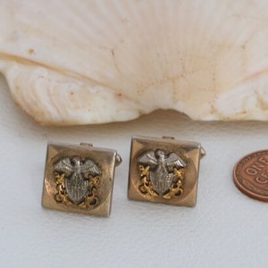 Silver and Gold Eagle Cuff Links  // Vintage Jewelry // luluglitterbug