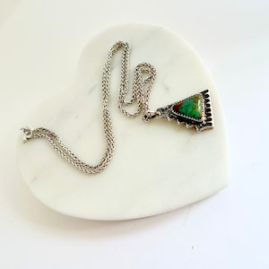 Southwestern Sterling Silver and Turquoise Pendant Necklace  // Southwestern Jewelry // luluglitterbug