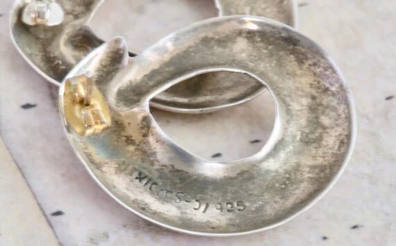 Sterling Silver Large Circle Statement Pierced Ea… - image 5