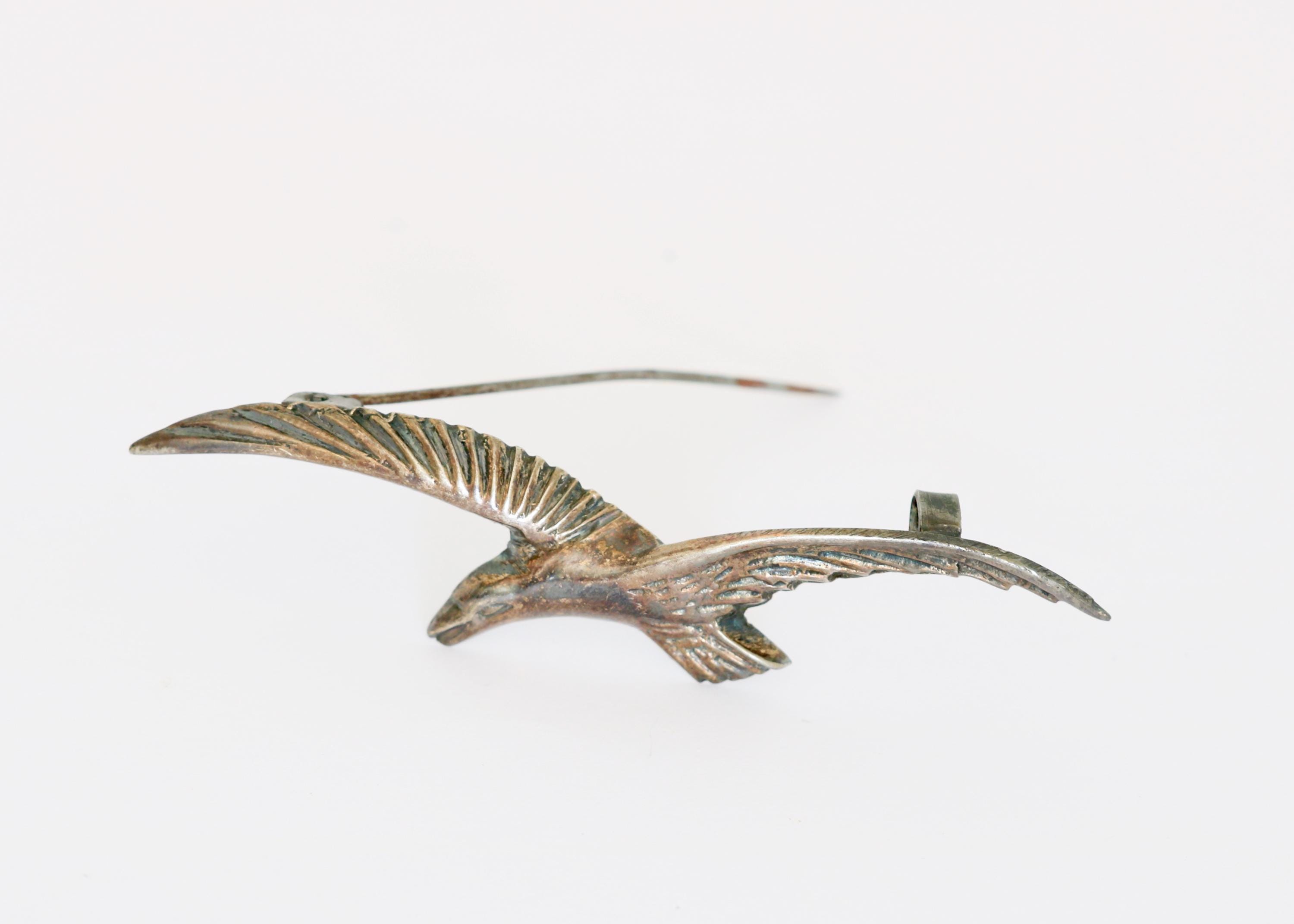 Vintage Brooch, Mexican Sterling Silver Bird in Flight with C-Clasp