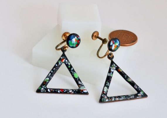 Copper Enamel Triangle Shaped Dangle Drop Screw B… - image 5