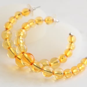 Vintage MOD Yellow Lucite Large Statement Hoop Earrings  // luluglitterbug