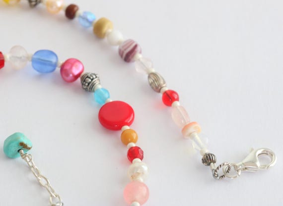 Multi-Gemstone Silver Necklace Handmade Colorful … - image 5