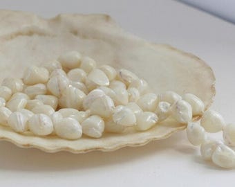 Estate Pearl Jewelry, 32-Inch Hand-Knotted Shell Bead Necklace