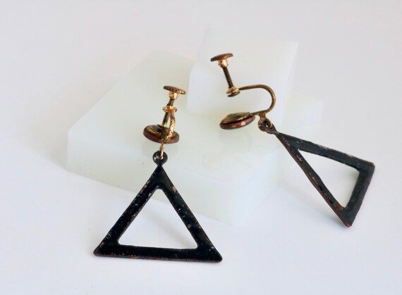 Copper Enamel Triangle Shaped Dangle Drop Screw B… - image 7