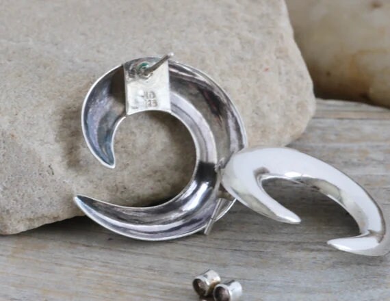 Sterling Silver Large Modern Statement Pierced Ea… - image 2