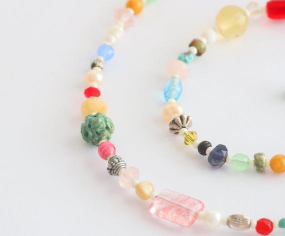 Multi-Gemstone Silver Necklace Handmade Colorful … - image 4