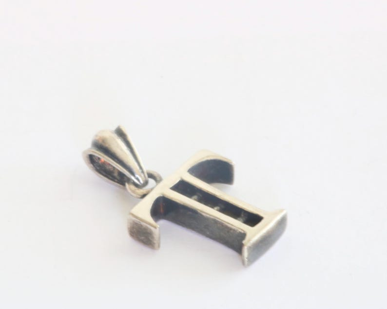 Vintage Sterling Silver Letter T Pendant | 925 Initial Charm With ...