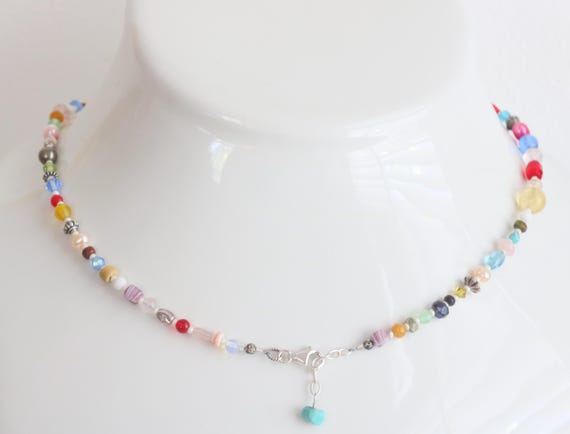 Multi-Gemstone Silver Necklace Handmade Colorful … - image 9
