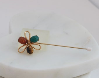 Egyptian Revival Gemstone Scarab Stick Pin // Vintage Jewelry // luluglitterbug