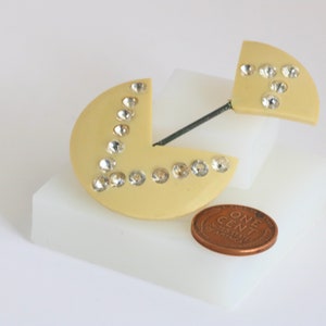 Art Deco Celluloid and Rhinestone Double Hat Pin // Vintage Jewelry // luluglitterbug image 4