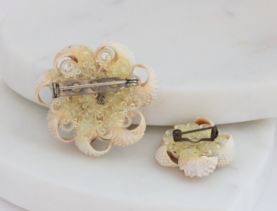 Handmade Seashell Seashell Rhinestone Brooch Twin… - image 6