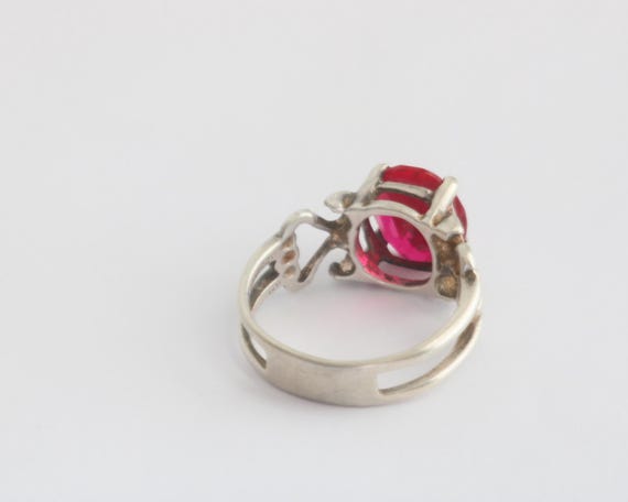 Vintage Sterling Silver Ruby Gemstone Ring Size 5… - image 5