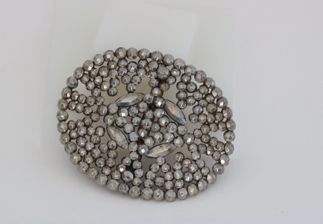 Broche Vintage Victorienne En Acier 19ème Siècle | Broche Antique à Pampilles Argenté