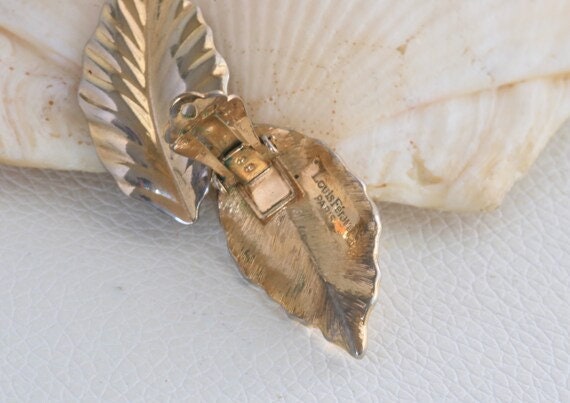 Louis Feraud Gold Leaf Clip On Earrings // Vintag… - image 3