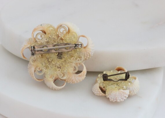 Handmade Seashell Seashell Rhinestone Brooch Twin… - image 5