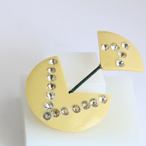 Art Deco Celluloid and Rhinestone Double Hat Pin // Vintage Jewelry // luluglitterbug image 3