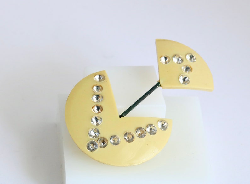 Art Deco Celluloid and Rhinestone Double Hat Pin // Vintage Jewelry // luluglitterbug image 3