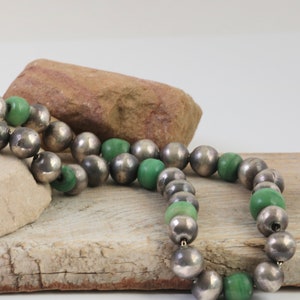 Vintage Sterling Silver Artisan Hand-Crafted Beaded Necklace Choker // Estate Jewelry // luluglitterbug