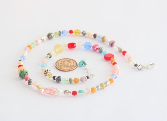 Multi-Gemstone Silver Necklace Handmade Colorful … - image 7