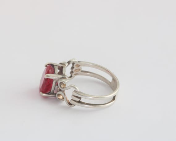 Vintage Sterling Silver Ruby Gemstone Ring Size 5… - image 7