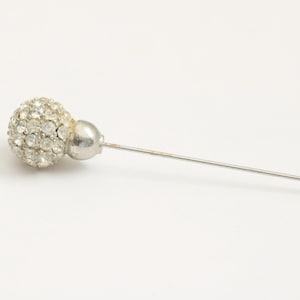 Vintage Silver and Clear Rhinestone Hat Pin // Art Deco Accessory // luluglitterbug