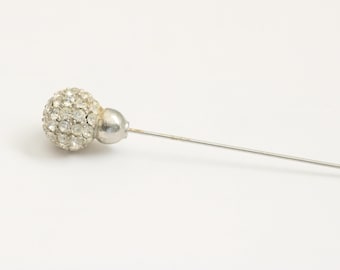 Broche de sombrero vintage de plata y diamantes de imitación transparentes // Accesorio Art Deco // luluglitterbug