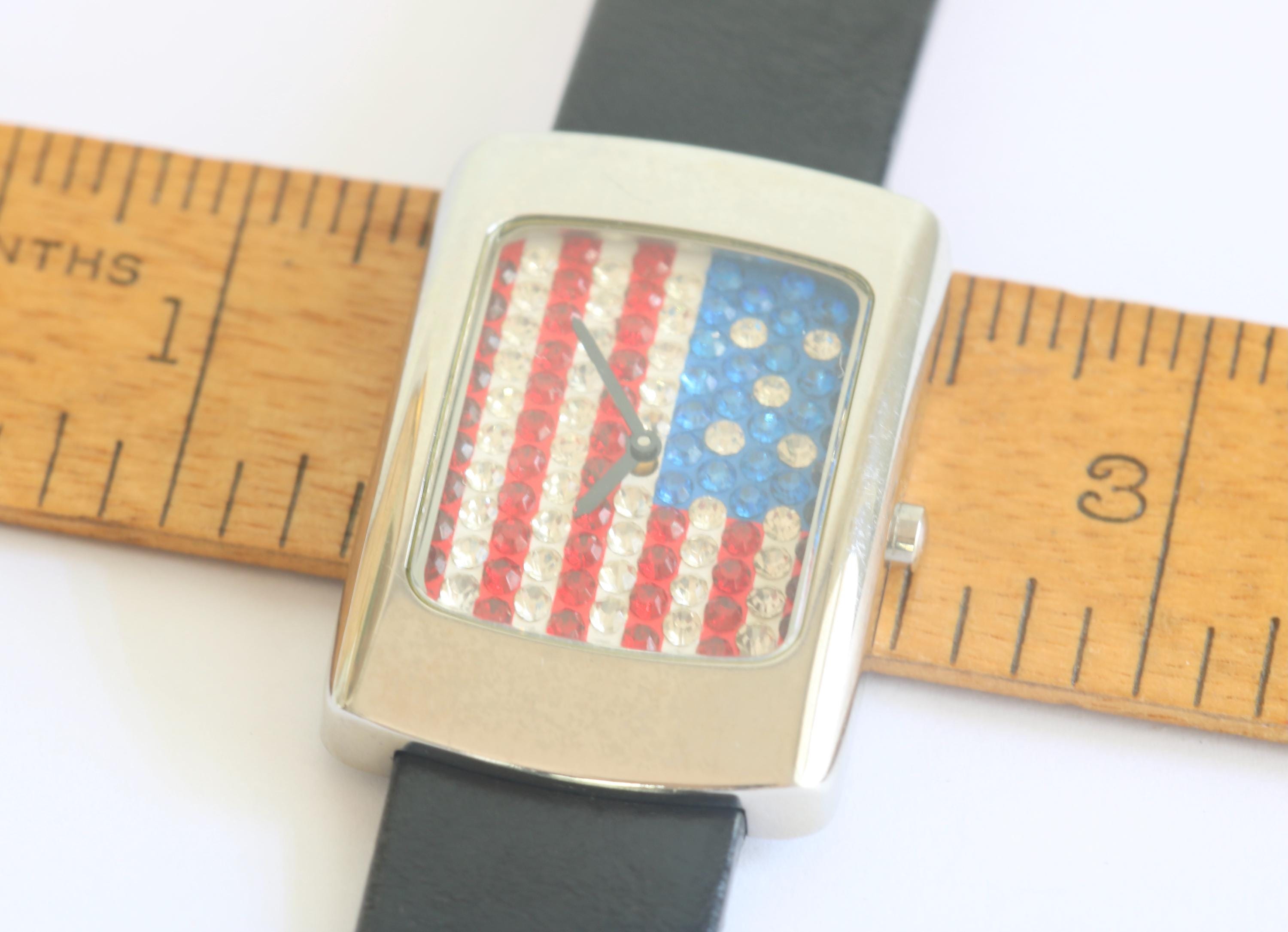 Vintage Fossil American Flag Watch - Swarovski Crystals  display picture 1