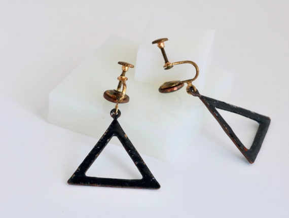 Copper Enamel Triangle Shaped Dangle Drop Screw B… - image 6