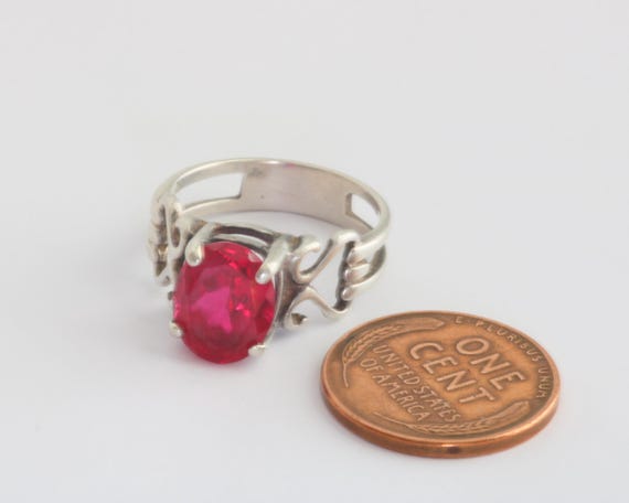 Vintage Sterling Silver Ruby Gemstone Ring Size 5… - image 8