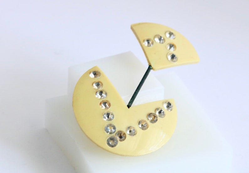 Art Deco Celluloid and Rhinestone Double Hat Pin // Vintage Jewelry // luluglitterbug image 2