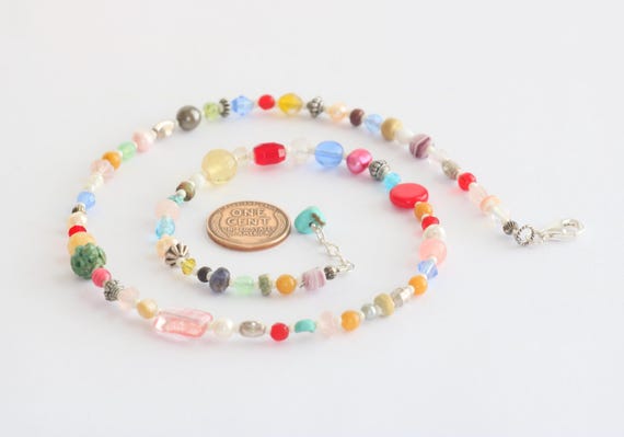 Multi-Gemstone Silver Necklace Handmade Colorful … - image 6