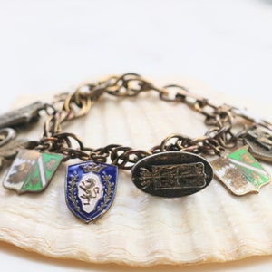 Heraldic Coat of Arms Enamel Chunky Charm Bracelet / Vintage Jewelry // luluglitterbug