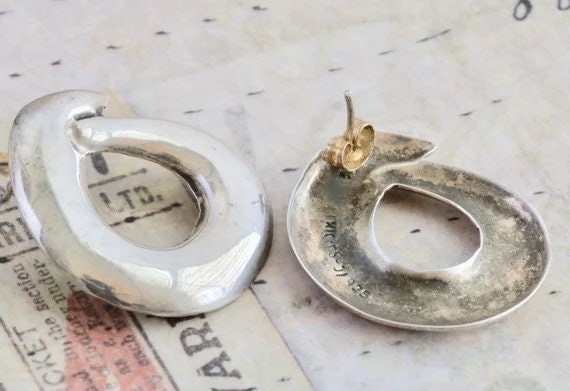 Sterling Silver Large Circle Statement Pierced Ea… - image 4