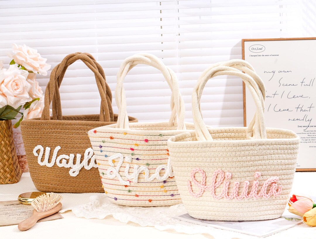 Personalized Bridesmaid Tote Bag: Handwoven Hemp Rope Bridal Gift - Etsy