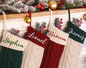 Personalized 2025Embroidered Stocking,Christmas Stockings,Knitted Name Stockings,Christmas Gift,Monogram Family Stockings, Holiday Stockings