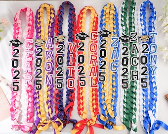 Personalized 2025 Graduation Lei: Handwoven Satin Ribbon, Senior Gift